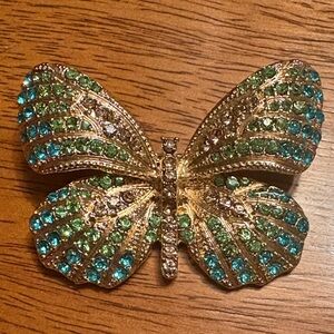 Monet Gold and Green Butterfly Brooch